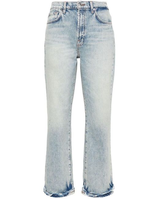 7 For All Mankind Blue Logan Cropped Denim Jeans