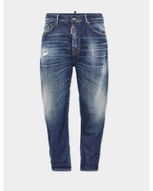 DSquared² Blue Iconic Faded Stretch Cotton Jeans for men