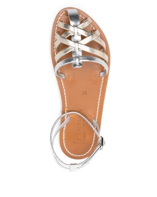 K. Jacques White Cyrenia Two-tone Metallic Sandals Shoes