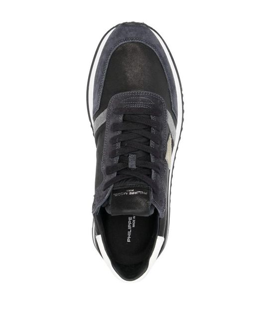 Philippe Model Black Tropez Calfskin Leather Sneakers With Logo for men