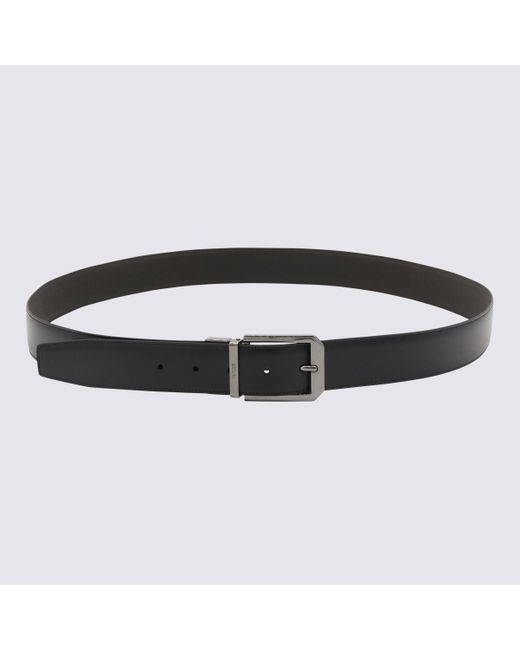 Zegna Black Leather Belt for men