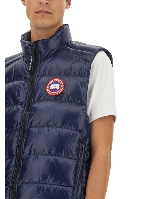 Canada Goose Blue Down Vest With Logo Patch for men
