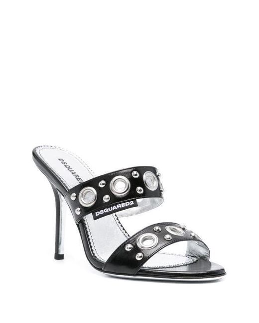 DSquared² Black Gothic 100mm Leather Sandals
