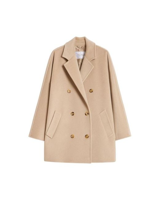 Max Mara Natural "rebus" Double Breasted Coat