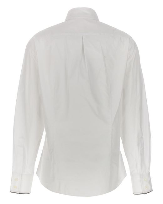 Brunello Cucinelli White Monile Shirt, Blouse