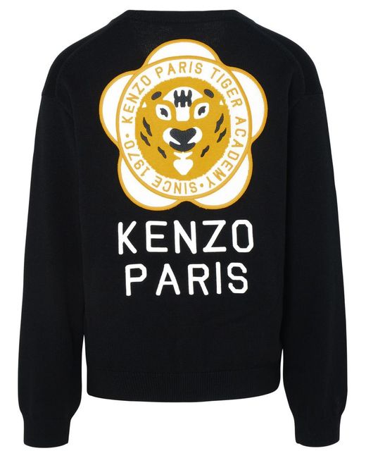 KENZO Blue "tiger Academy" Wool And Cotton Cardigan for men