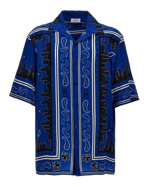 Off-White c/o Virgil Abloh Blue Bandana Shirt, Blouse for men