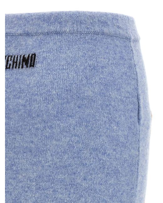 Moschino Blue Shetland Wool Knit Skirt With Landscape Intarsia