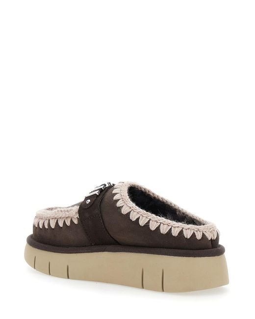 Mou Black 'Bounce' Mules With Logo Lettering And Open Rear