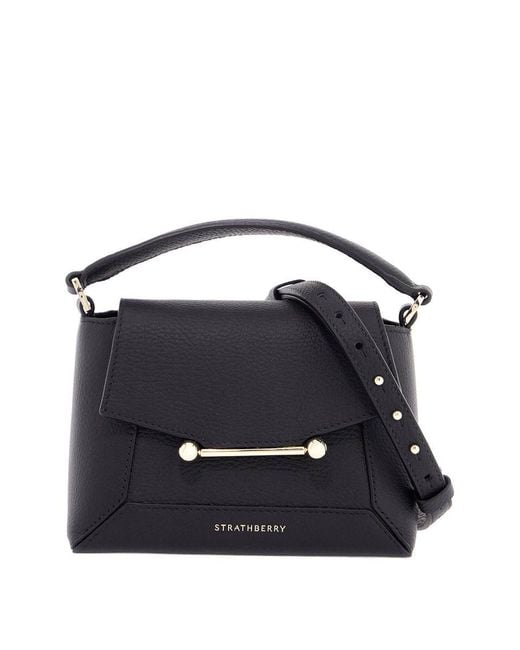 Strathberry Blue Calfskin Nano Crossbody Bag With Mosaic Design