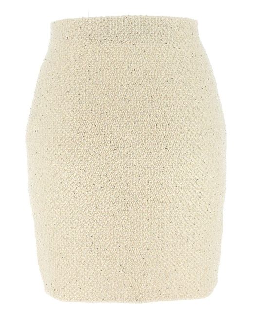 SELF PORTRAIT 'Cream Sequin Knit Mini' skirt レディース Cream Sequin Knit Mini Skirt – self-portrait-US