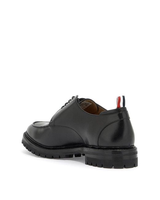 Thom Browne Black Smooth Leather Derby Apron Stitch In for men