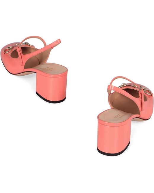 Gucci Pink Horsebit Patent Slingback Pump