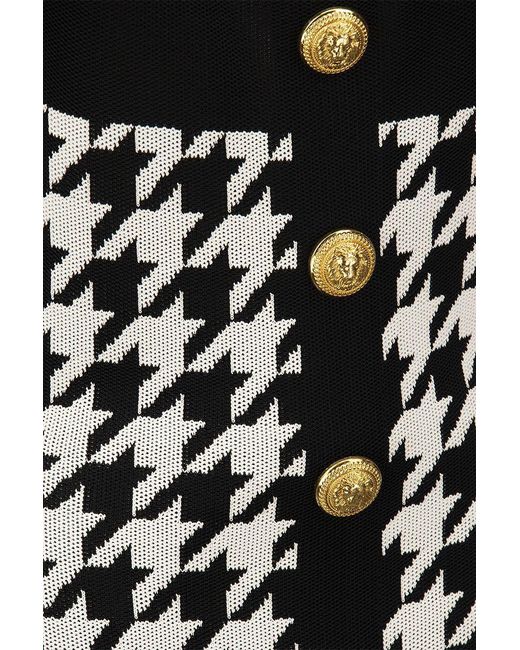 Balmain Black Short Knit Dress With Gold Buttons