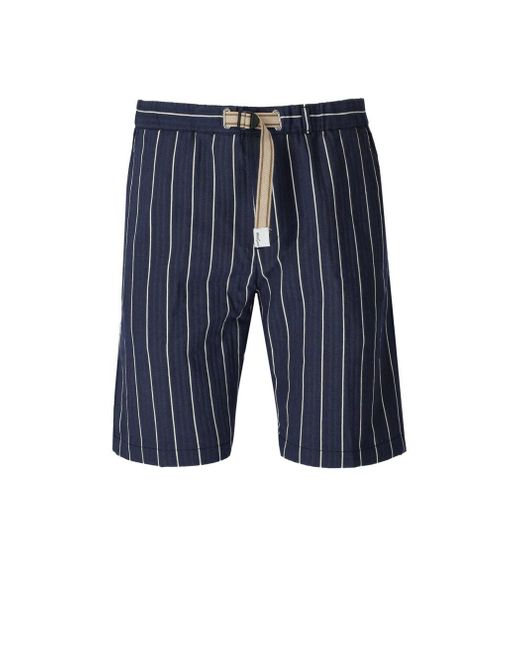 White Sand Kevin Blue Striped Bermuda Shorts for men