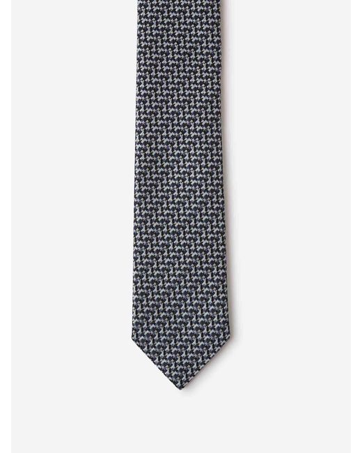 Zegna White Geometric Pattern Tie for men