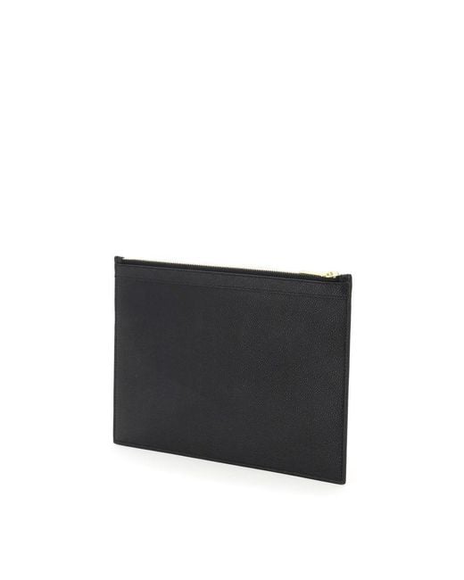 Thom Browne Black Grain Leather Tablet Holder Pouch for men