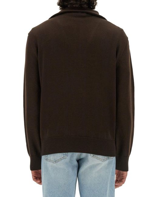 Courreges Black Knitted Polo for men