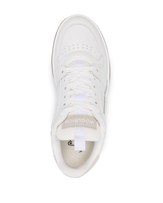 Woolrich White Low Basket Leather Sneakers