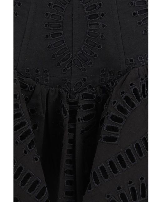 Charo Ruiz Black High Waisted 'Favik' Miniskirt With Embroidery