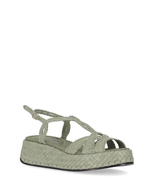 LA ROSE Green Maui Platform Wooden Sandal