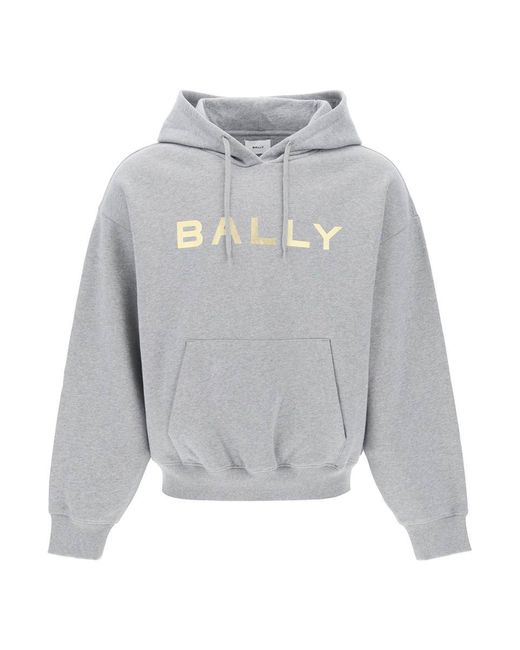 Bally Gray Metallic Logo Hoodie for men