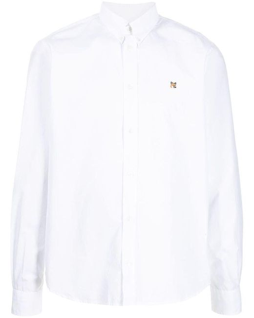 Maison Kitsuné Fox Head Embroidery Classic Shirt Clothing in White