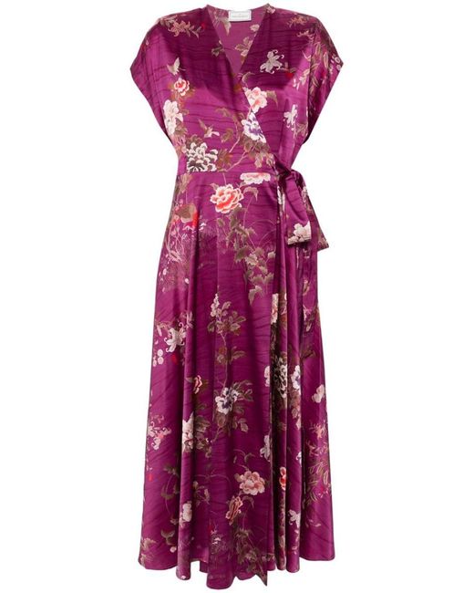 Pierre Louis Mascia Purple Printed Silk Long Dress
