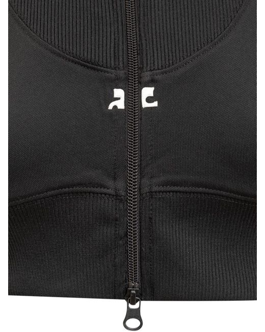 Courreges Black Courreges Cropped Sweatshirt With Logo