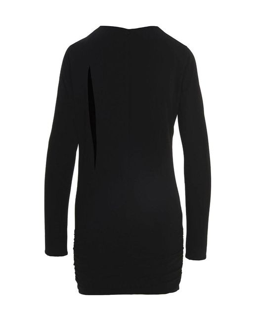 Versace Black Short Draped Viscose Dress