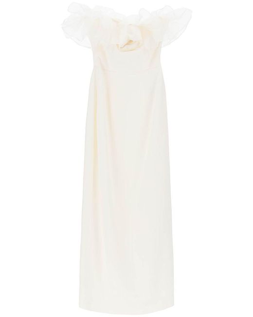 Alessandra Rich White Strapless Dress With Organza Details