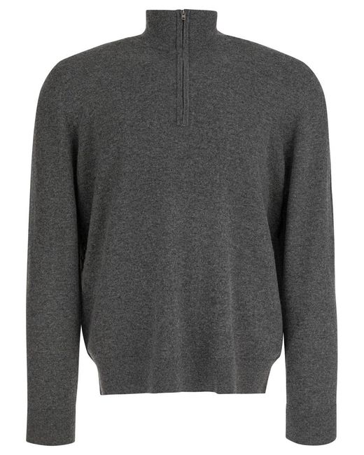Vince Gray Cashmere Sweater With Half Zipper for men