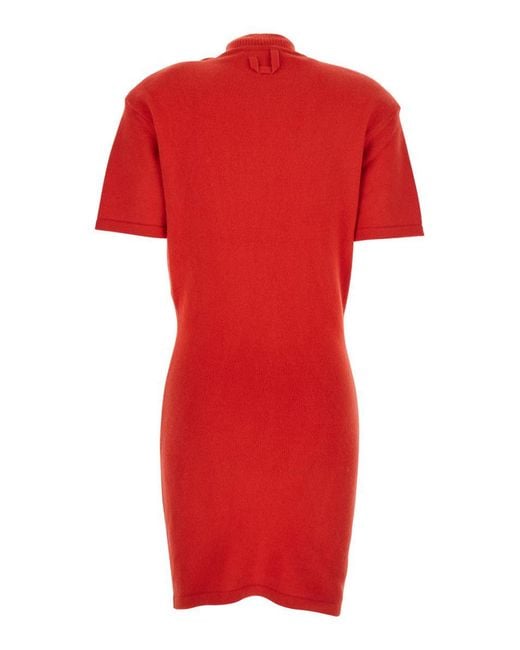 Jacquemus Red 'La Robe Maille Castagna' Dress With High Ribbed Neck