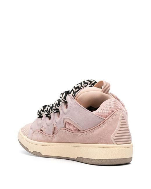 Lanvin Pink Curb Leather Sneakers - Women's - Calf Leather/leather/rubber/fabricpolyester