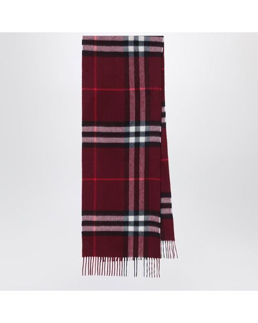 Burberry Red Scarf With Check Pattern