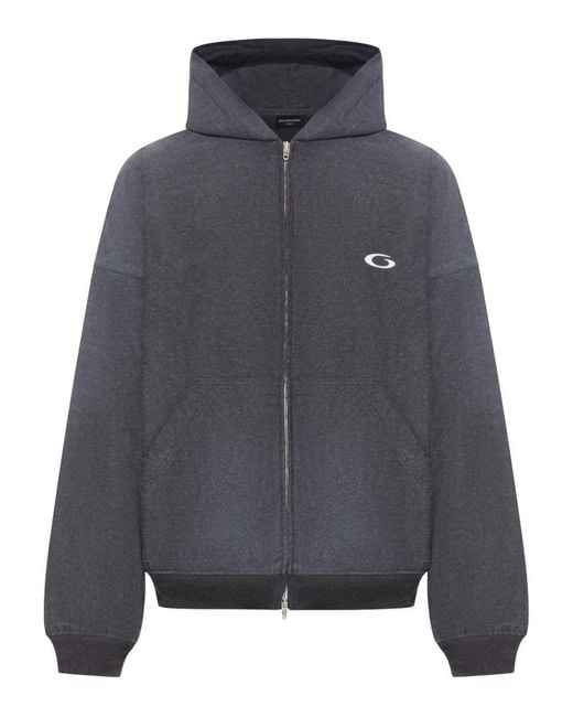 Balenciaga Blue Cotton Hoodie for men