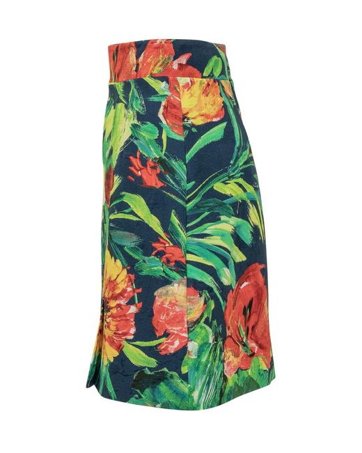 Dolce & Gabbana Green Bloom Brocade Miniskirt