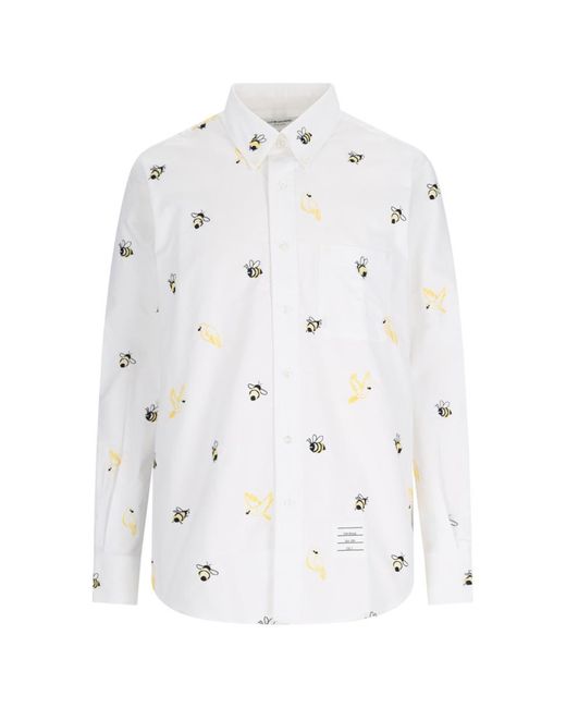 Thom Browne White Embroidery Detail Shirt for men