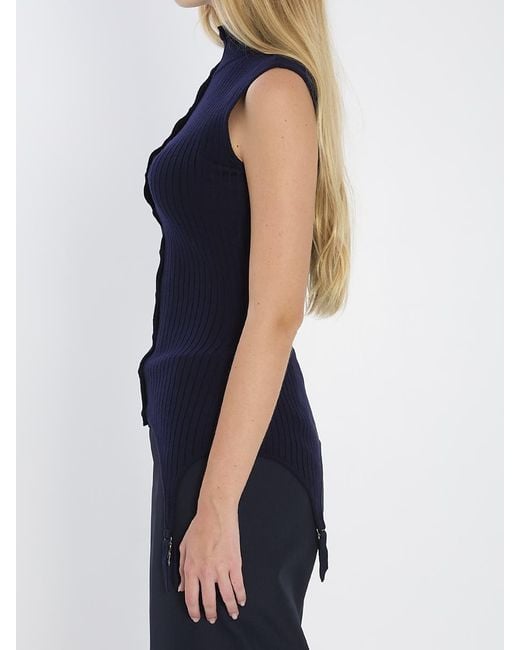 Jean Paul Gaultier Blue Top With Lingerie Garter