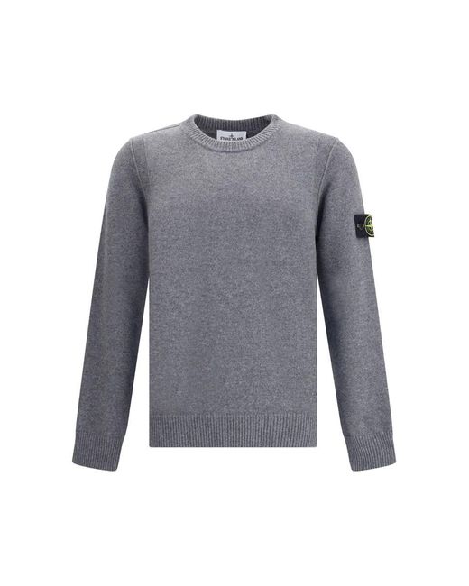Stone Island Men's Gray Logoed Sweater