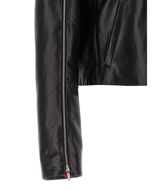 Ferragamo Black Leather Blouson Casual Jackets, Parka