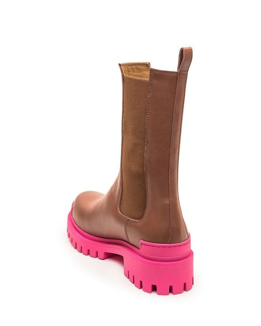 Ennequadro Pink Boots With Textile Inserts