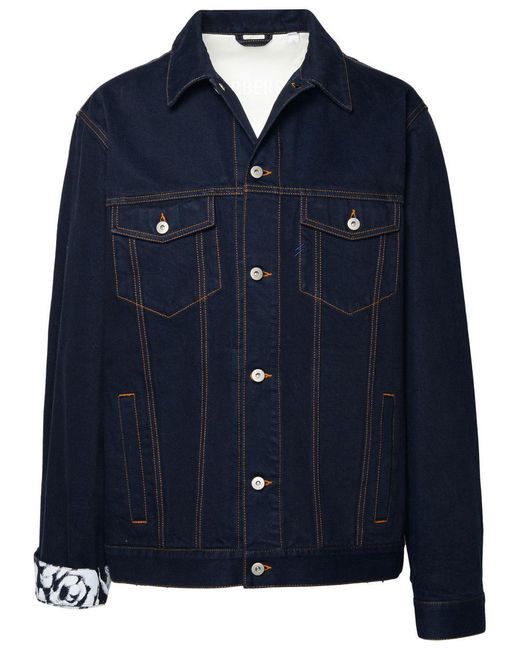 Burberry Blue Cotton Jacket for men