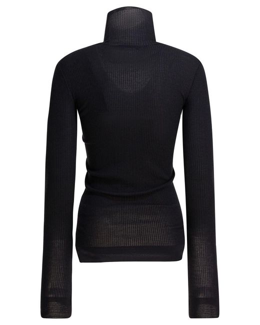 Lemaire Blue Ribbed Turtleneck