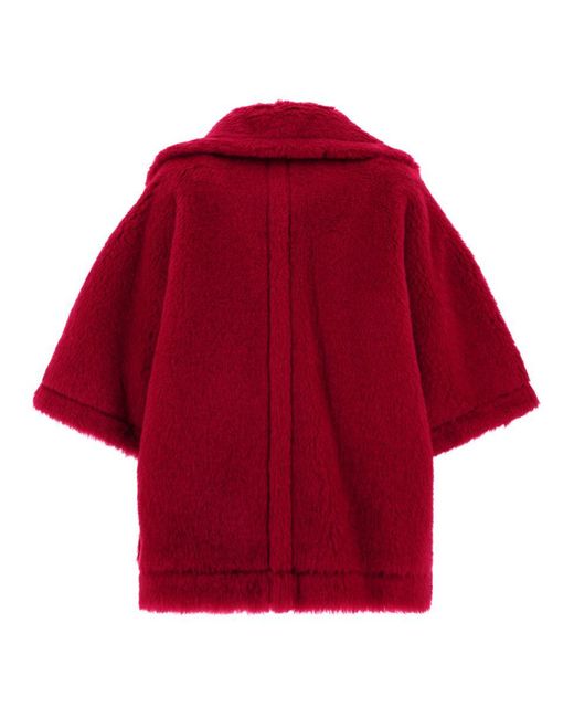 Max Mara Red Teddy Fabric Short Cloak