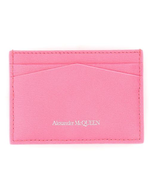 Alexander McQueen Pink Card Holder With Skull