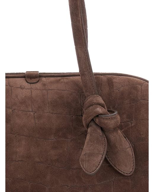 Jacquemus Brown 'Le Turismo' Handbag With Crocodile Effect And Logo Embossed On The Front
