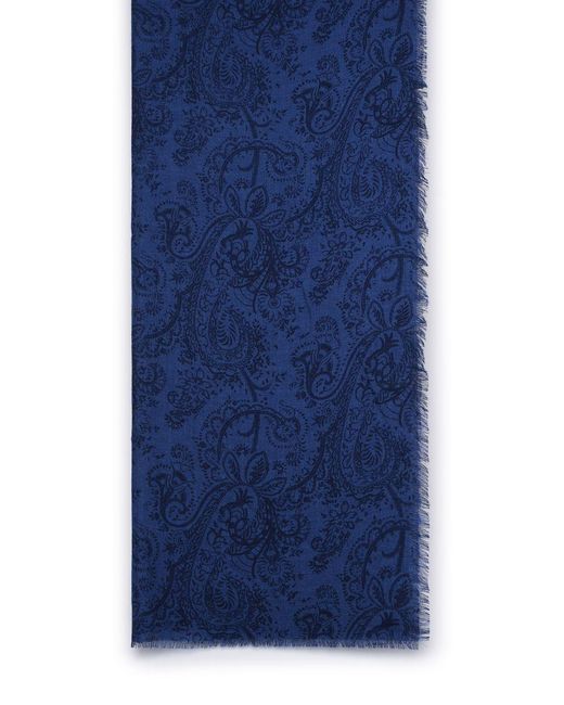 Etro Blue Cashmere And Silk Scarf for men