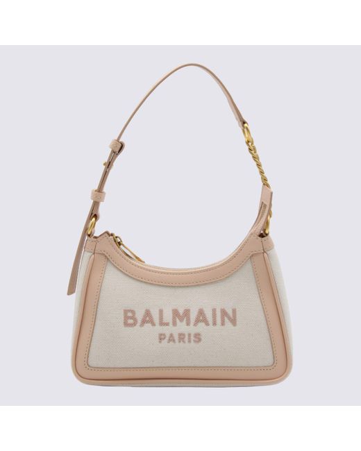 Balmain Multicolor Creme And Nude Leather B-army Shoulder Bag
