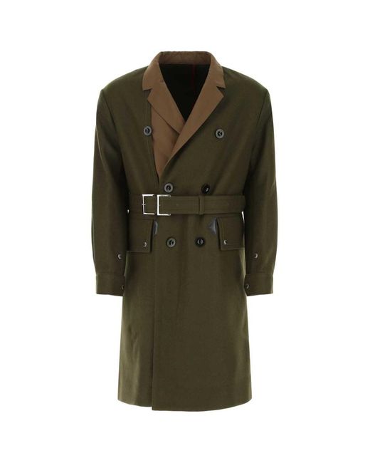 Sacai Green Trench for men